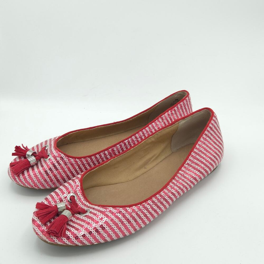 Sperry Top-Sider Bliss Women's Size 9 slip-on ballet flats Sequins Red White